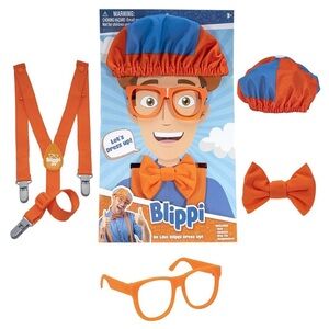 BLIPPI Costume Roleplay Set - Includes Bow Tie, Suspenders, Hats & Glasses